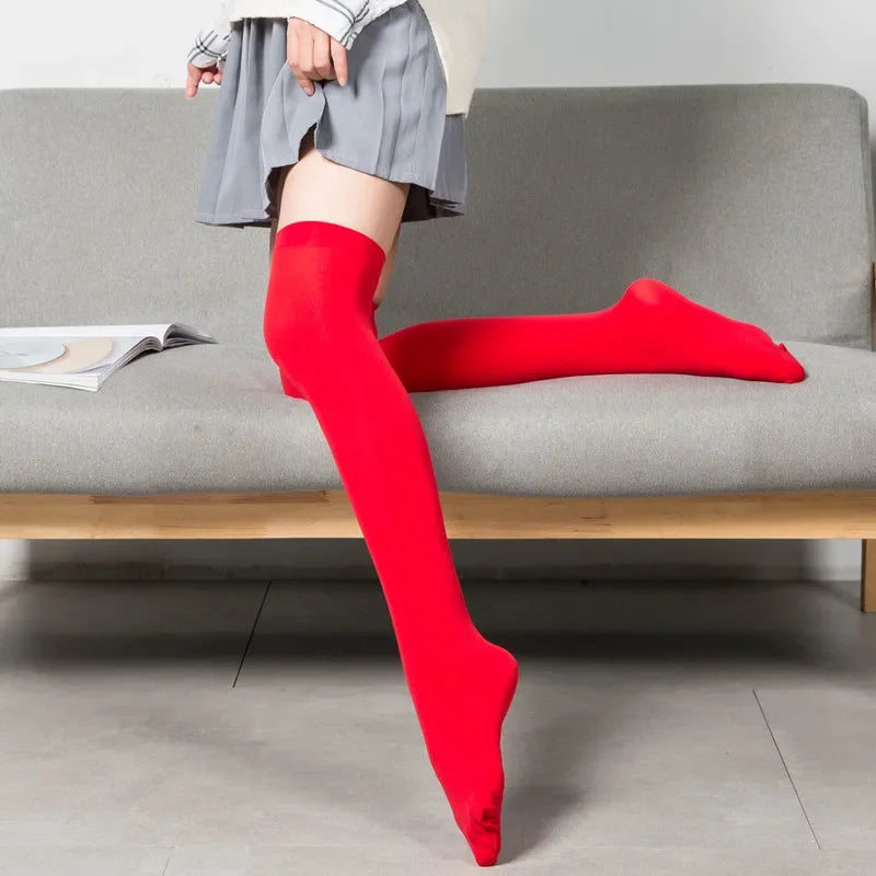 Opaque Thigh-High Stockings